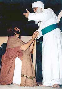 A still from the play ‘Bullah’ staged at Central Library Hall at Patiala on Wednesday