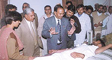 Local deputy commissioner Mohinder Kumar and other officers at a blood donation camp in Matanhail.