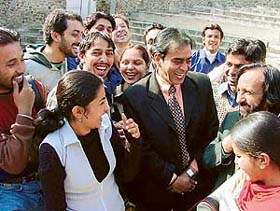 Actor Pankaj Berry with students of the Department of Indian Theatre, Panjab University
