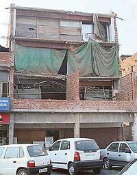 A three-storeyed restaurant building in the Phase V market at Mohali