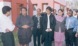 Ms Maite Nkona Mashapane, High Commissioner, South Africa,  interacts with South African students at Punjab College of Technical Education 