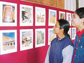 A view of the photo-exhibition put up in the foyers gallery of the Chandigarh College of Architecture