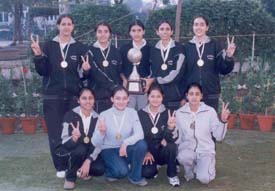 The GNIMT spikers who won the title in the PTU Inter-College Volleyball Championship at Fatehgarh Sahib