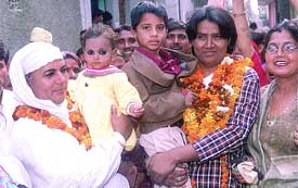 Eunuchs Jalebi and Anita, along with their children, campaigning as Independent candidates in the Assembly election in the Capital 
