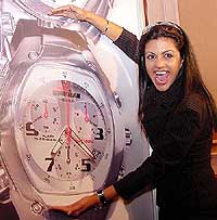 TV artiste Mandira Bedi launches new watches by Timex-Brett Lee collection at a Press conference in New Delhi 