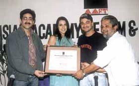 Sandeep Marwah, Neha Dhupia, Sanjay Kapoor and Deepak Shivdasani at AAFT