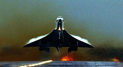 The final Concorde, Flight 216, takes off from London's Heathrow Airport, enroute to its birthplace Filton in western England on Wednesday