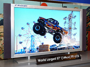 Samsung unveiled a 57-inch (145 cm) flat high-definition TV in Seoul on Thursday. 