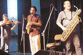 Members of a musical troup "Bratko bibic & the Madleys" from slovenia performs at Baba Makhan Shah Lobana Auditorium