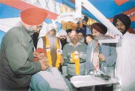 A medical and dental camp under way at the annual Gurmat Samagam at Gurdwara Nanaksar