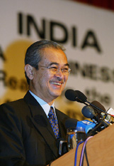 Malaysian Prime Minister Abdullah Ahmad Badawi launches the Malaysia-India "Incredible India 2003" Business Forum in Kuala Lumpur