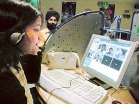 A view of the video chat held at Reliance Webworld at Chandigarh on Monday.