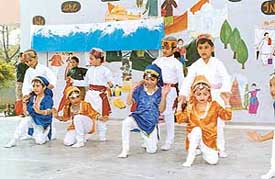 Students present an item on the annual day celebrations at Stepping Stones School, Sector 38, Chandigarh, on Tuesday.