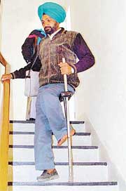 In the absence of ramps at several  public  buildings in the city, this is the kind of difficulty a majority of the physically challenged people face