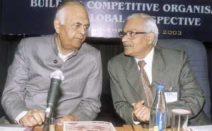 Deputy Chairman of Planning Commission K. C. Pant and CMD, NTPC, C. P. Jain at the inauguration of the 8th Annual Convention of Noida Management Association.