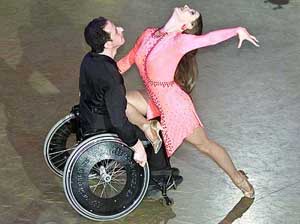 Belarusian Boris Baskovskiy and Olga Teterkina, winners of dancing championship among invalids