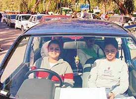 Participants at the Maruti Suzuki Women Power Drive Contest at Sukhna Lake Club in Chandigarh on Sunday. 