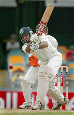 Indias VVS Laxman bats during the second innings of the first Test