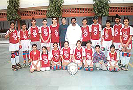 The  girls and boys teams of  Chandigarh who won honours in the National Roll  Ball Championship held in Delhi.