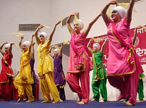 Students of Miri Piri Academy, Amritsar, perform on the Punjab School Education Board premises, Mohali, on the occasion of the academic excellence award ceremony on Thursday. 