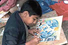 Thursday was a unique and heartwarming day at Greenfields SOS Children’s Village, Faridabad, with over 200 children from different schools of Delhi and the National Capital Region showing that they are concerned about the welfare and future of the less privileged children of society. Participating in a unique Child Caring for Child event, these children spent the day interacting with the children of the village and getting hands-on experience of community work. The programme included a painting and essay writing competition.