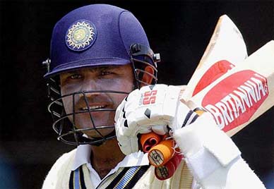 Indian cricketer Virender Sehwag during a practice session in Adelaide 