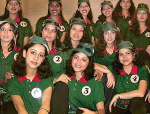 Participants of Face of the Year 2003, a four-day beauty pageant to be organised by Ayur Herbals, at a hotel in Zirakpur on Monday.  