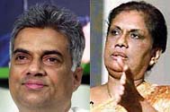 Sri Lankan President Chandrika Kumaratunga and Prime Minister Ranil Wickramesinghe