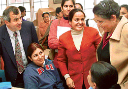 Dr Ronald Case, Professor of Curriculum and Social Studies at Simon Fraser University, Vancouver, Canada (extreme left) interacts with the teachers of Vivek High School, Sector 38, Chandigarh, on Thursday.