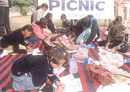 Diabetic children participating in a painting competition organised by Diabetic Kids Club 