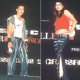 Models dressed in denims (from Killer Jeans) sashaying down the ramp.