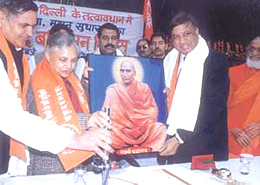 Delhi Chief Minister Sheila Dikshit taking part in the 77th Balidan Diwas of Swami Shradhanand at her residence in the Capital on Wednesday.