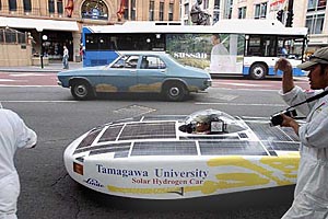 The world's first hydrogen fuel-cell car with solar-assist arrives in Sydney on Saturday