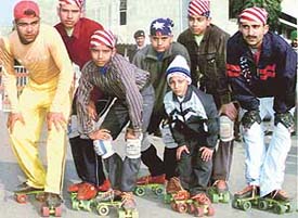 The team of Hot Wheels Skating Club, Ambala, that visited The Tribune office in Chandigarh on Sunday.