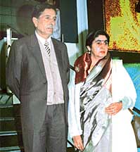Mr Girdhari Lal and Ms Kamal Kanta Batra, parents of Param Vir Chakra awardee Major Vikram Batra, after the LoC Kargil show at Fun Republic