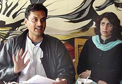 Deputy Spokesperson of Haryana Pradesh Congress Committee Dr Pradeep Chauhan talks to mediapersons