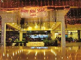 a city hotel decked up on New Year Eve