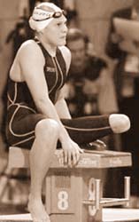 Natalie Dutoit of South Africa with only one leg was the cynosure of all eyes in the swimming competition of the Afro-Asian Games at Hyderabad