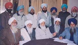 The Baba Mann Singh group addresses a press conference in Ludhiana 