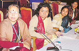 Prof Kasturi Datta, Dr Mitali Mukherji, Dr Subhra Chakarborty and Dr Taruna Madan Gupta at the womens session of the Indian Science Congress at Panjab University