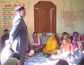 Senior BJP leader and former Chief Minister Prem Kumar Dhumal launched the partys Lok Sabha campaign in Hamirpur district from Tounidevi Temple on Tuesday.