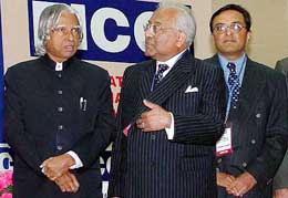 The President, Dr A.P.J. Abdul Kalam, with FICCI president A.C. Muthiah during the inauguration of the 76th FICCI meeting in New Delhi on Wednesday