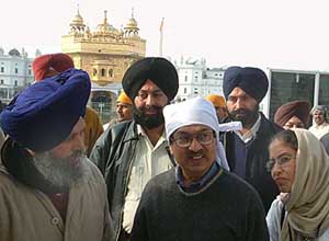 Q.A.M.A. Rahim, Secretary-General of SAARC, and his wife Nasreen Rahim visit the Golden Temple in Amritsar on Thursday. 