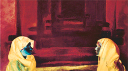 Two women in a work called Violence