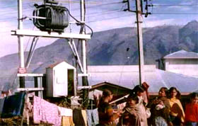 Students of Disabled Home and Juvenile Home hang their clothes to dry on the wires of the poles of an 11KV transformer.
