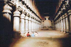 A view of the chaitya with the stupa at its end