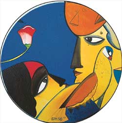A painting called ‘Three is a crowd-II’