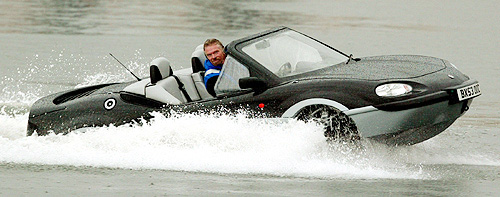 Sir Richard Branson test drives his Gibbs Aquada on the Thames in London after being the first customer to take ownership of an Aquada, the world's first high-speed amphibious vehicle, on Monday. 