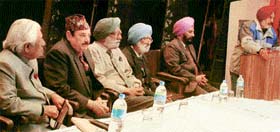 From left: K.L. Zakir, Lt Gen B.K.N. Chhibber (retd), H.S. Bhatti, Harcharan Singh, Harnek Singh Gharuan and Swaraj Singh, who participated in a seminar