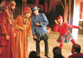 Students of the Department of Indian Theatre, Panjab University, enact a sequence from Shakespeares 